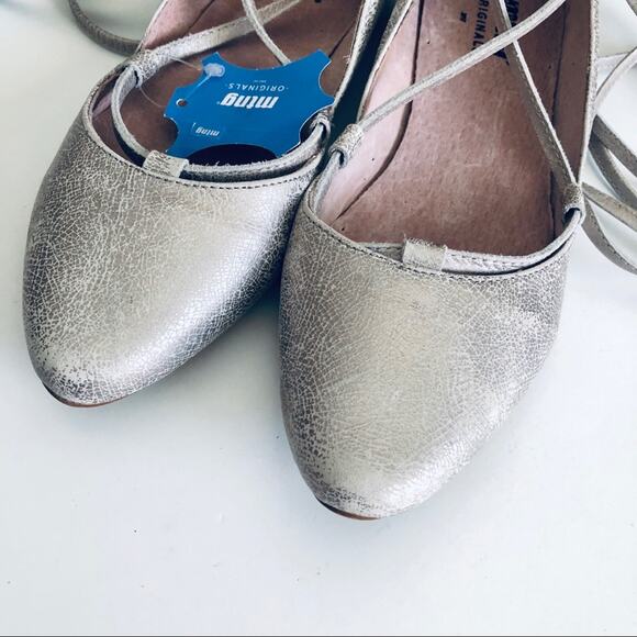 MTNG Monica Women's 39 US 8 Vimet Platino Ankle Wrap Flat Silver Flat - Picture 4 of 11